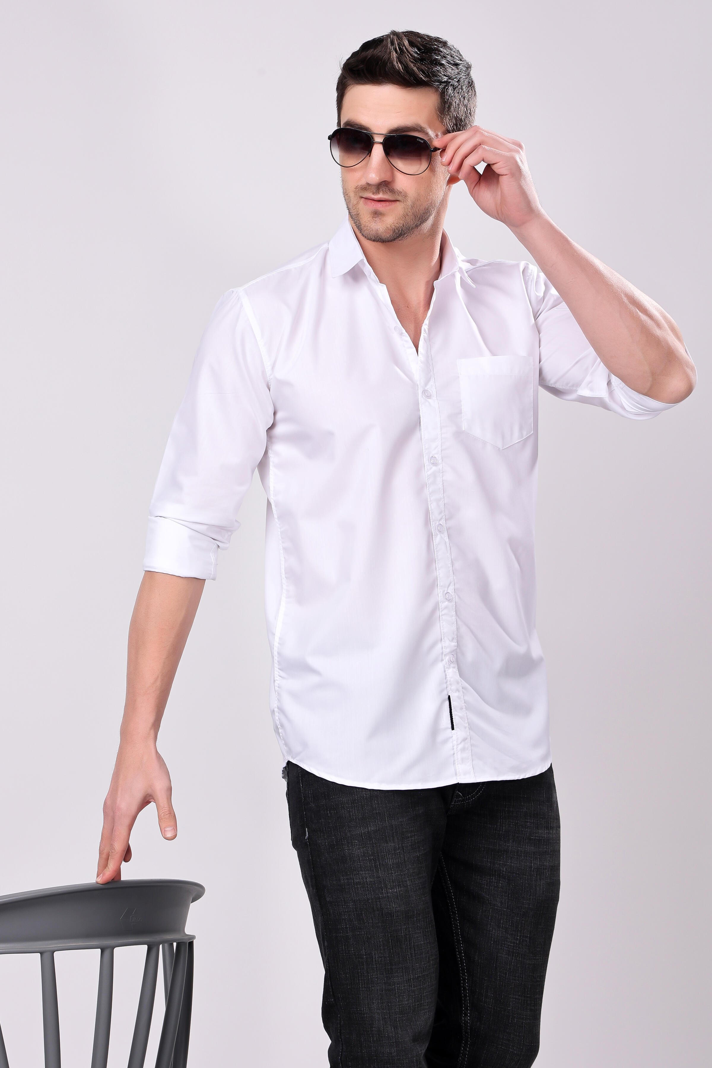 MENS WHITE STAIN PROOF-SHIRT